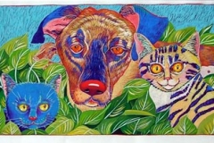 Two Cats and a Dog (24 x 20)