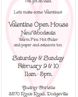 Valentine Open House invitation with event details.